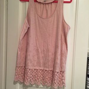 Light pink tank top with lace detail